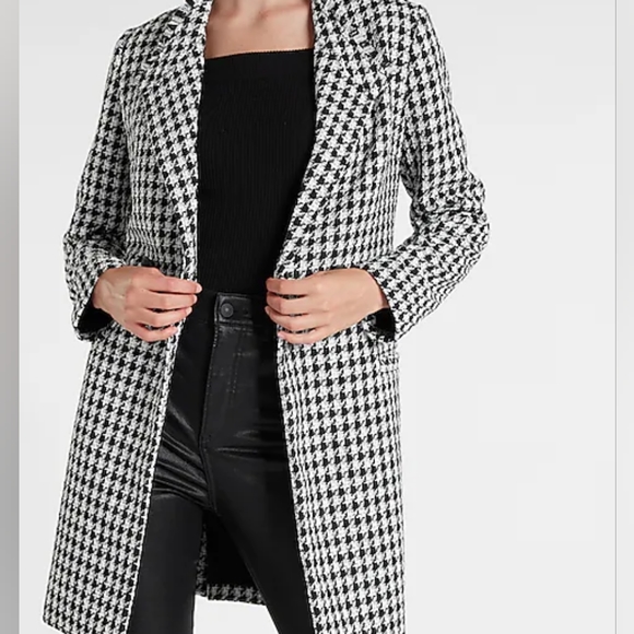 Vintage Jackets & Blazers - Vintage Judith Hart Houndstooth Button Down Formal Trench Coat Women's 16
